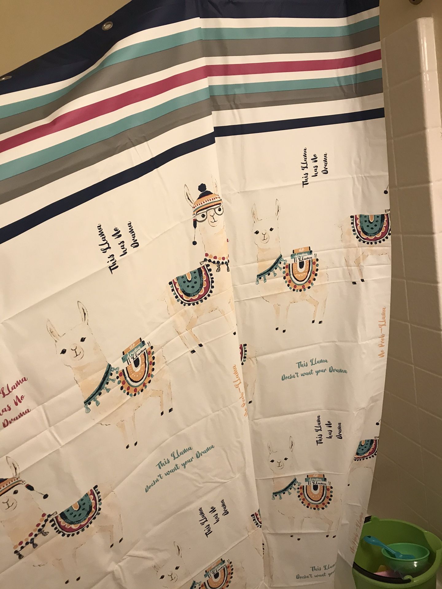 Kids No Drama Llama shower curtain