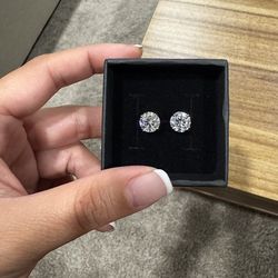 Moissanite 4 CT Round Earrings 
