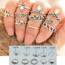 10 PIECE CUTE RING SET!! Tibetan Silver