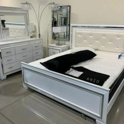 Allura White LED Panel Bedroom Set