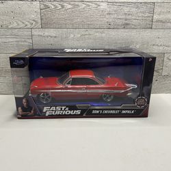 Jada Toys Fast & Furious Red ‘2022 Dom’s Chevrolet Impala • Die Cast Metal • Made in China