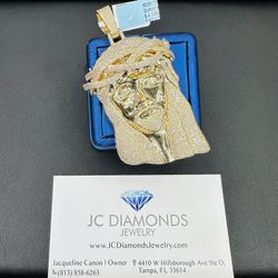 Jesus Head Huge 10k Gold Diamonds Real