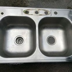 Kitchen Sink Stainless over the top dual 8”deep 22”x33”