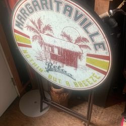 Rare Jimmy Buffet Margaritaville Out Door Folding Glass Metal Table