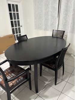 Black Wooden Dining Table Set with 4 Chairs