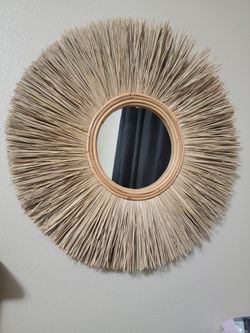 Set of 2 Bamboo Straw Mirror