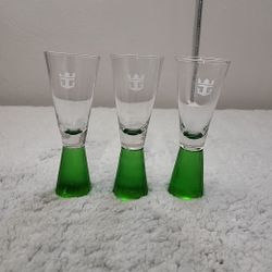 Royal Caribbean Cruise Line RCCL Shot Glass with GREEN Textured Faceted Base (V)