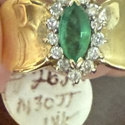 14 karat yellow, gold, diamond natural diamond ring