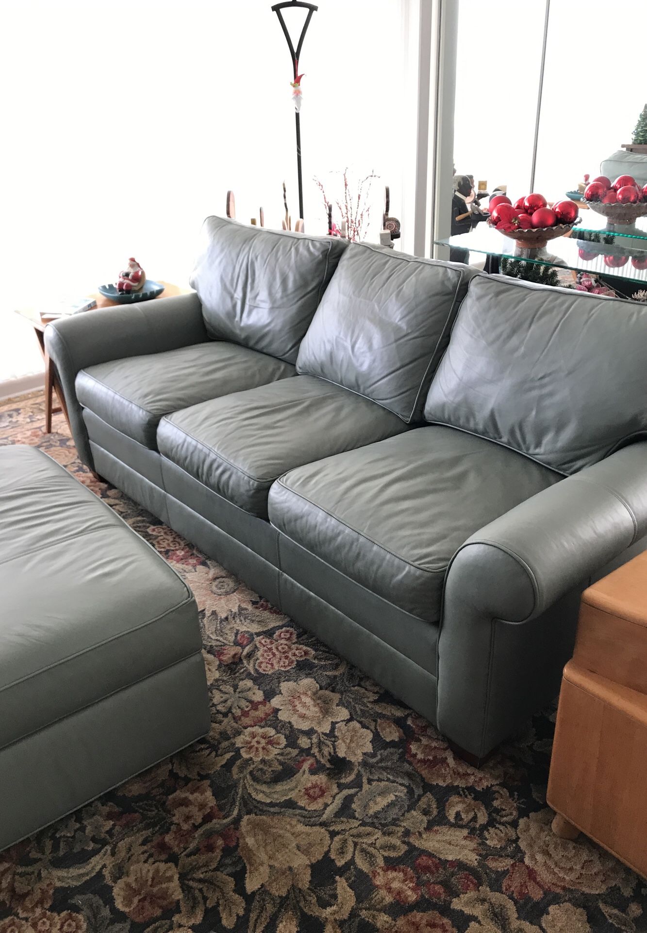 Leather sofa & storage ottoman - Ethan Allen