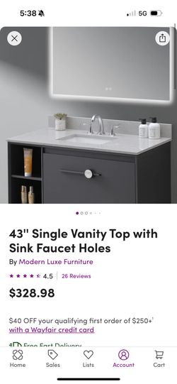 43” Bathroom Vanity - Carrara Color