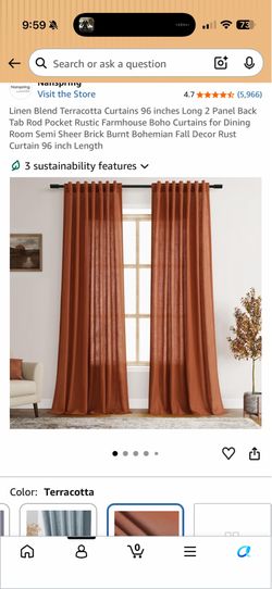 Terra-cotta 96 Inch L curtains 8 panels