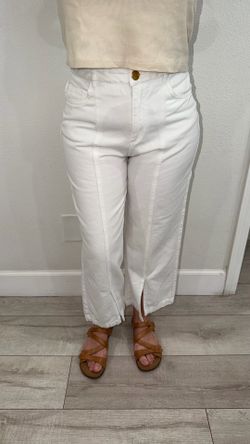 White straight leg jeans