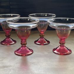 Vintage Gold Rimmed Margarita Glasses