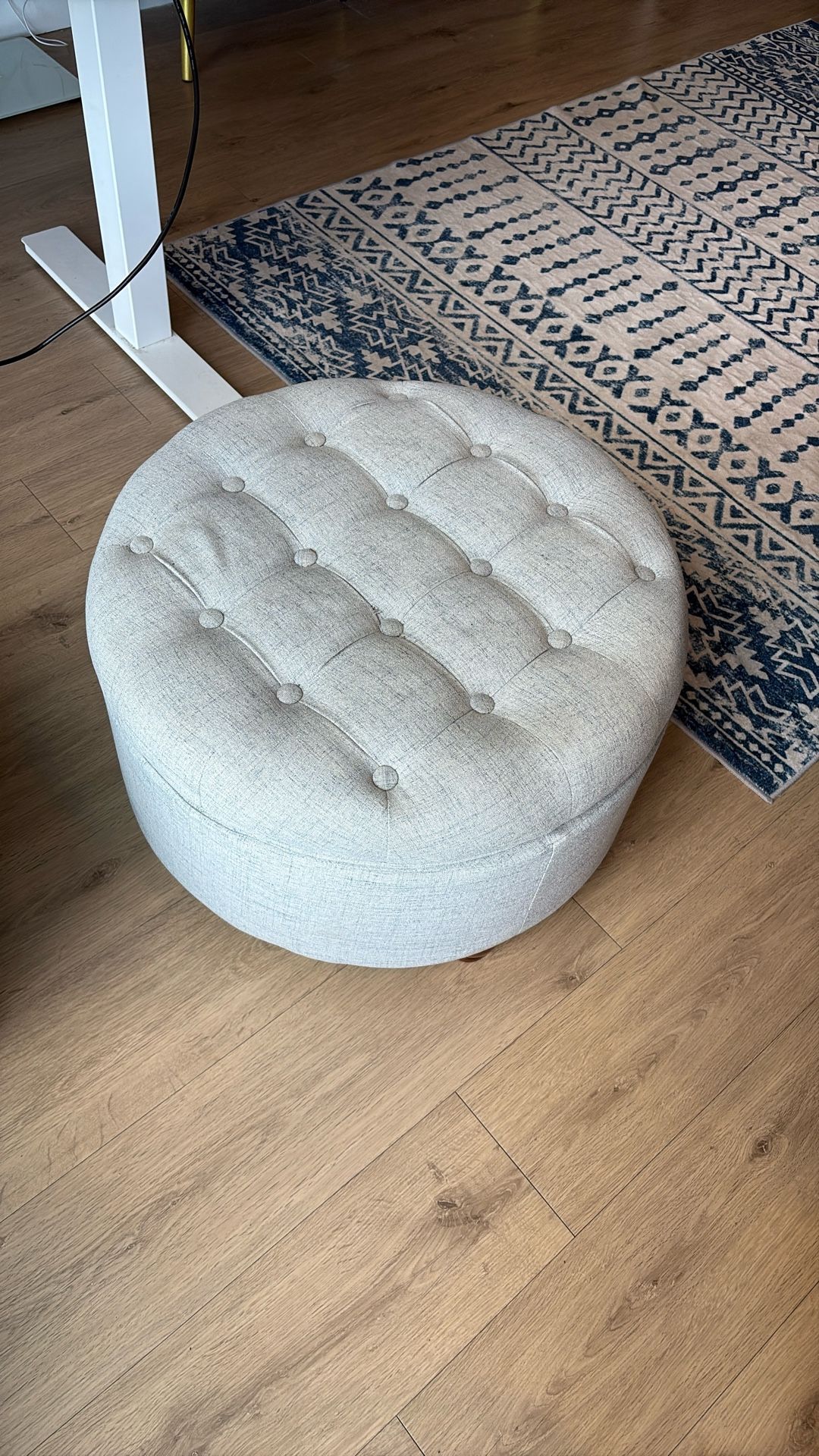 Greyish Blue Cushion Ottoman