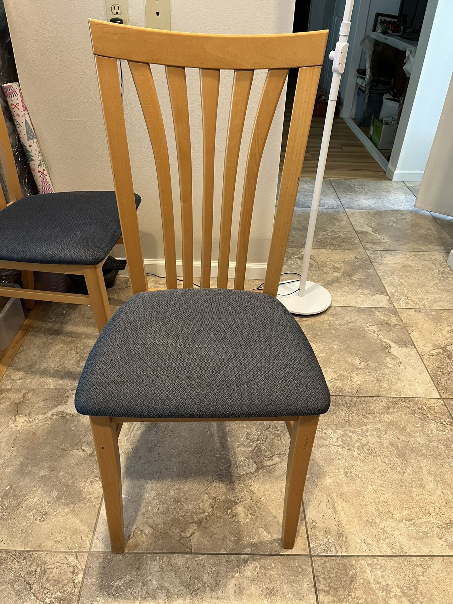 Natural Beechwood Dining Chairs (2)