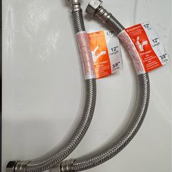 New FLUIDMASTER WATER SUPPLY CONNECTOR 3/8" COMPRESSION X 1/2" FIP X 12" - LOT OF 2
