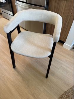 Set of 4 AllModern Darcey Upholstered Dining Arm Chairs – Black & Cream