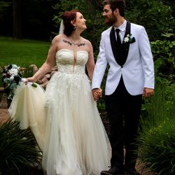 GALINA SIGNATURE Removable Straps Tulle Wedding Dress with Slits