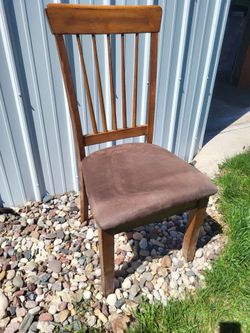 Wood dining chair single, brown cushion