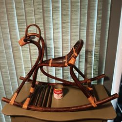 Large Bamboo Rocking Horse Decor
