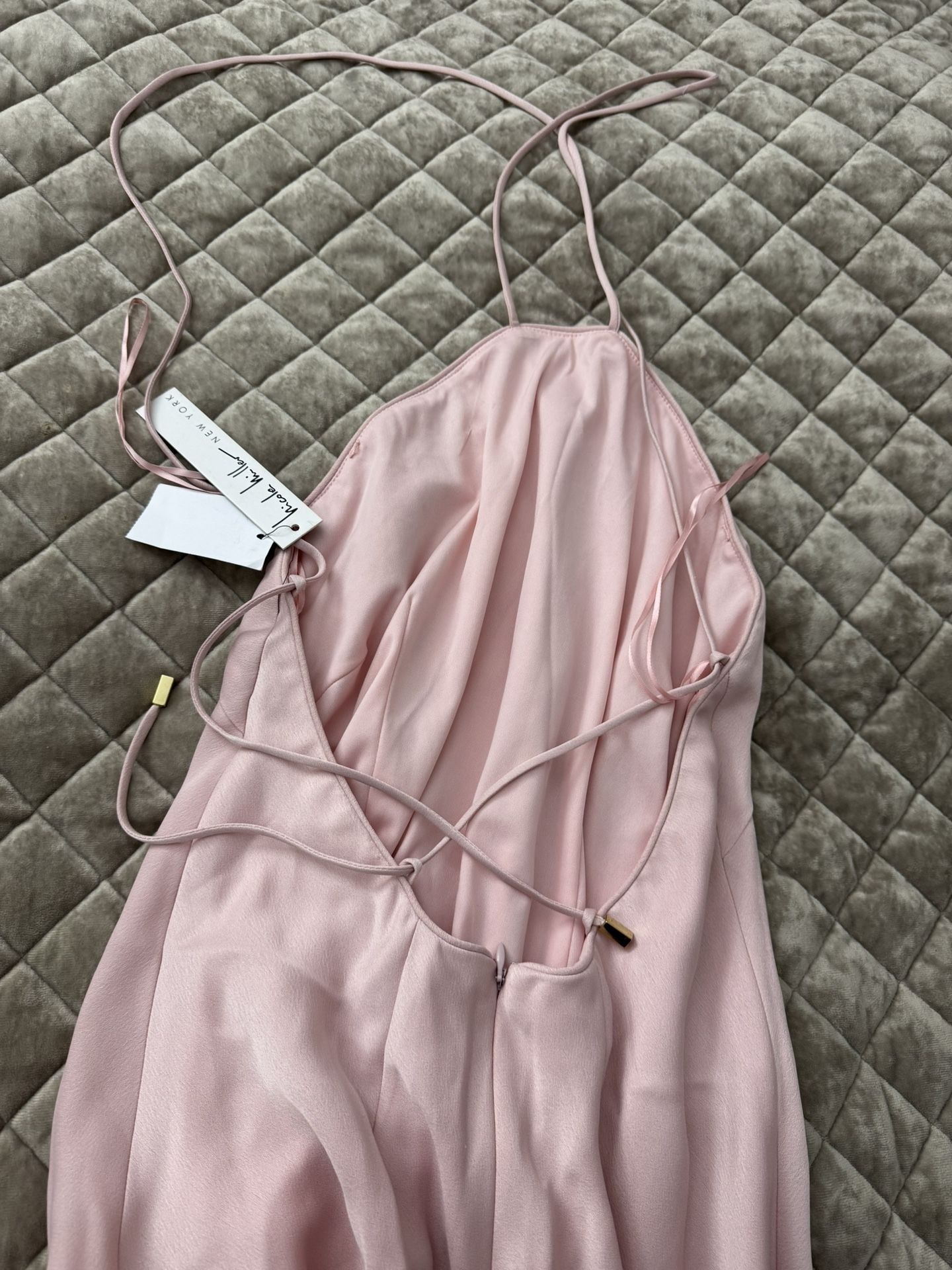 New Nicole Miller Long Open Back Pink Dress Size4