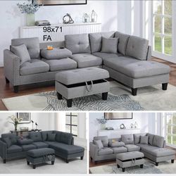 $390 sectional couch with ottoman