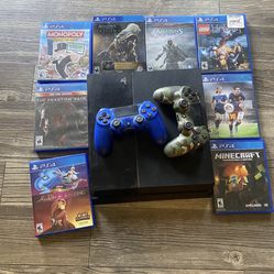 PlayStation 4 With 2 Controllers And Backpack Full Of Games 