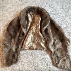 Vintage Regina Glenara By Glenoit Taupe Faux Fur Shawl Collar Size Med