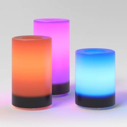 3 Piece AA LED Plastic Flameless Pillar Colorful Candles With Timer and Remote