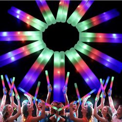 SEEROOTOYS 24pcs Light up Foam sticks. Glow Foam Sticks. For Weddings, Birthdays, Concerts, Party, Bar and as a toy.