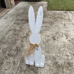 White Wooden Bunny Rabbit Decor Sign Easter Porch Indoor Outdoor