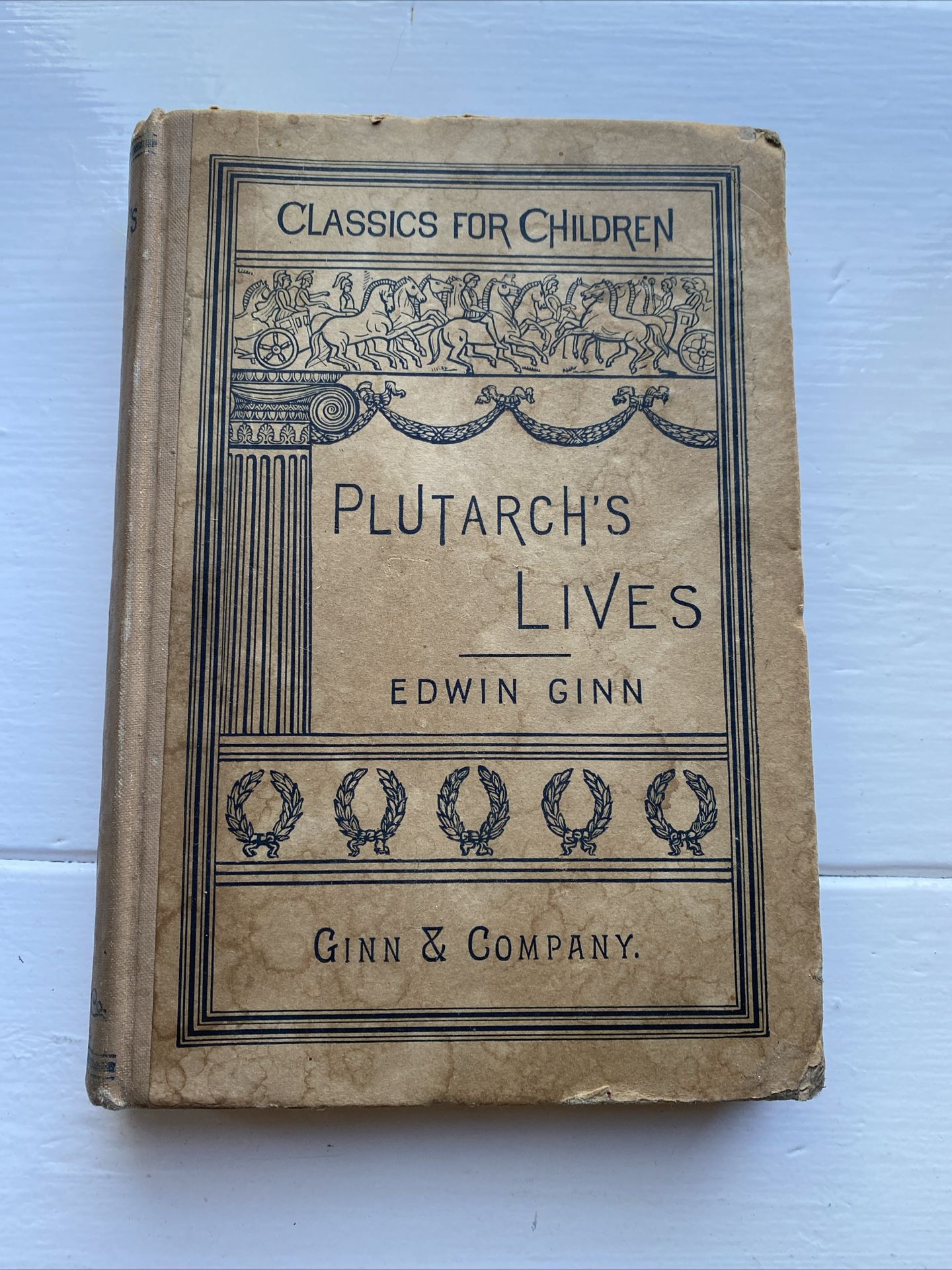 Antique Plutarch's Lives Edwin Ginn Classics For Children Book Hard Cover 1888