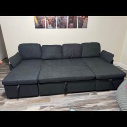 Oversized Sofa Bed - 2 In 1 Pull Out Sleeper Sofa With Sectional And Double Storage Chaise