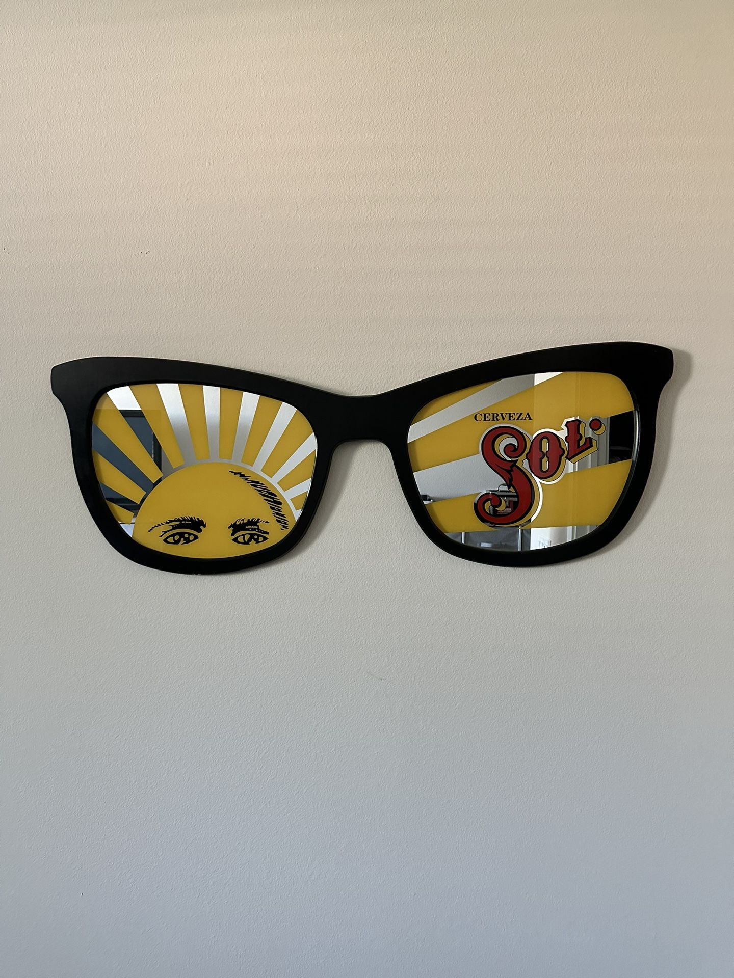 HUGE 4 FOOT SOL CERVEZA BEER SUNGLASSES BAR MIRROR SIGN