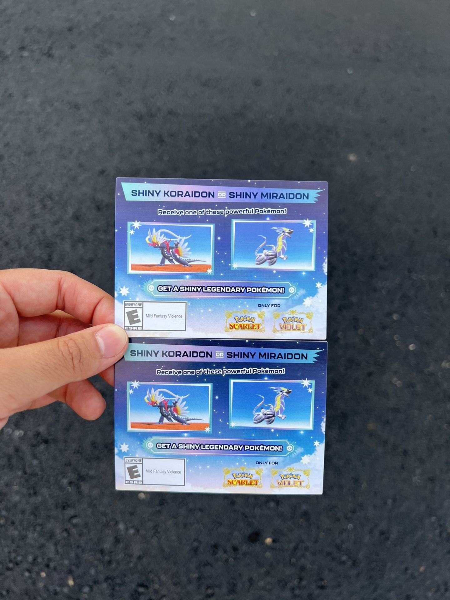 LAST TWO Shiny Koraidon / Shiny Miraidon Code Cards