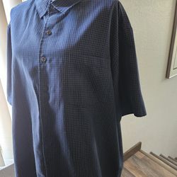 Mens blue check short sleeve shirt