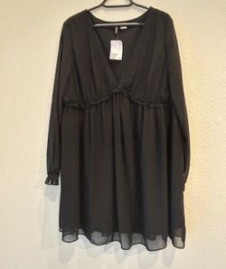 H&M Lo g sleeves Black Mini Dress Balloon Size XL