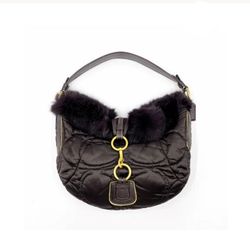 Vintage Coach Ski Hobo with rabbit fur trim