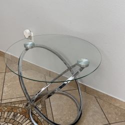 SET OF TWO 💥Living Room Side Table Coffee Table Round Side Table, Glass End Table with Metal Frame