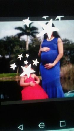 Size L blue dress stretchable enough for pregnant