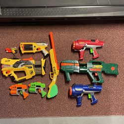 NERF Lot  (9 Guns) Darts Included