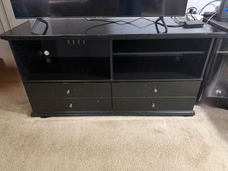 Black Wood TV Stand with Drawers