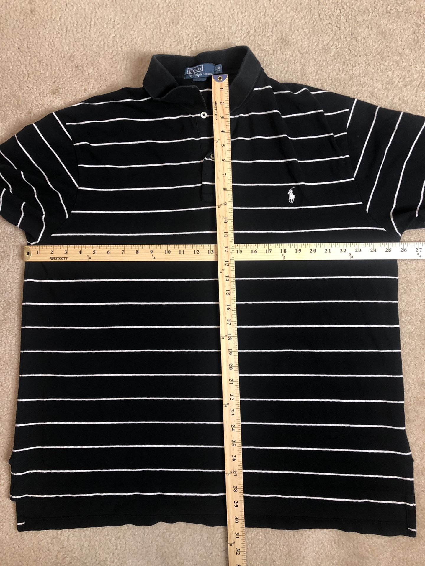 Polo Ralph Lauren Men’s 2XB Mesh Polo Black Striped Shirt Pony