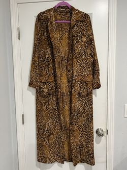 Women's Open Front Long Trench Coat Lapel  Breasted Maxi Overcoat