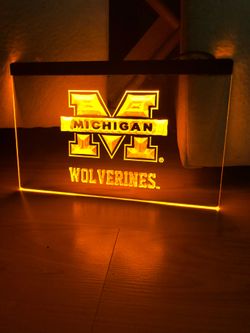 MICHIGAN WOLVERINES LED NEON GOLD LIGHT SIGN 8x12