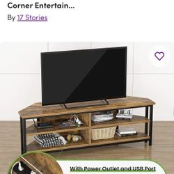55'' Corner TV Stand With Power Outlet, Corner Entertain...
