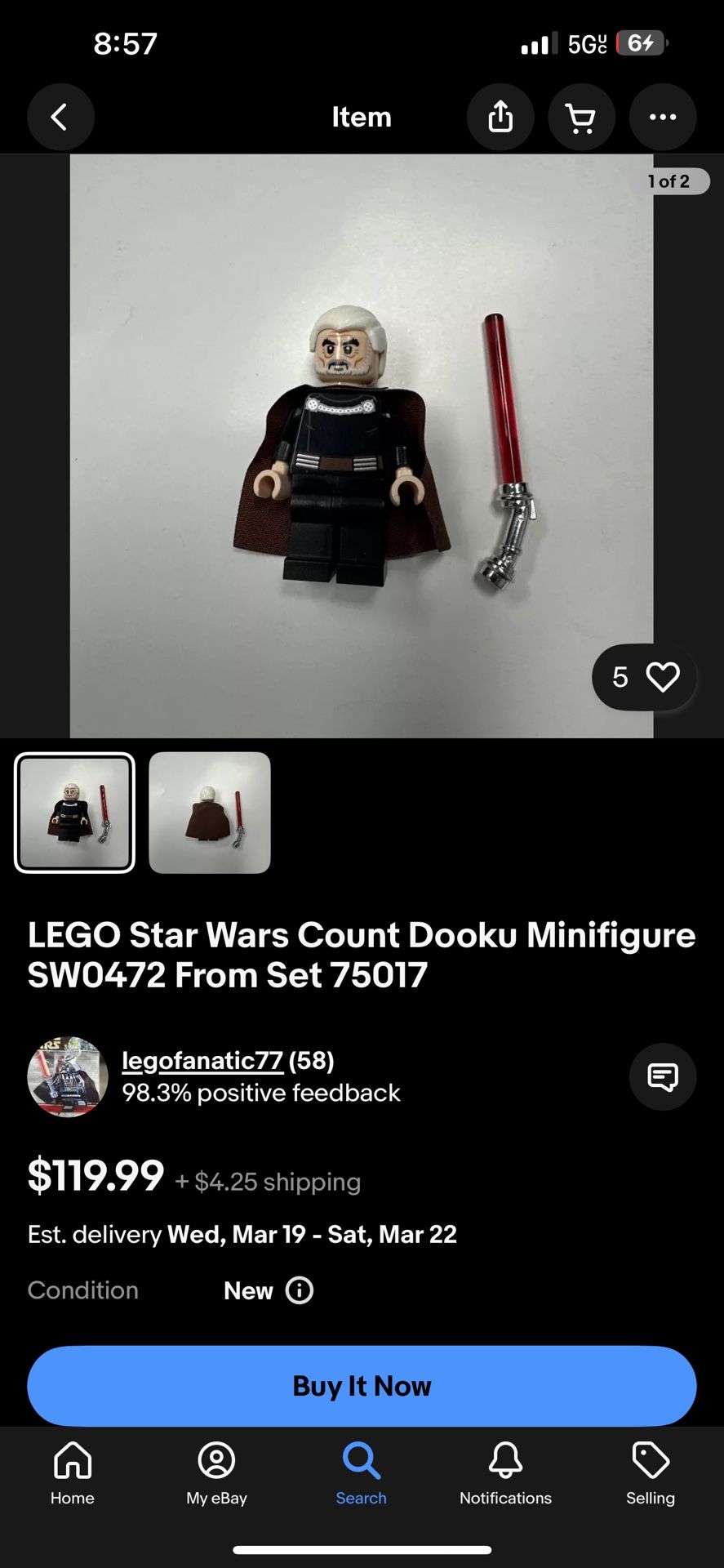 Count Dooku Minifigure Lego Star Wars (75017)