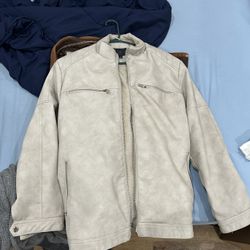 White Leather Jacket Marc Asher