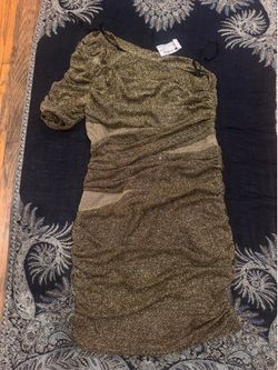 Goldish dress a bit scrunchy