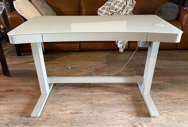 Twin Star Home 47" Ashford Adjustable Height Desk, Light Silver